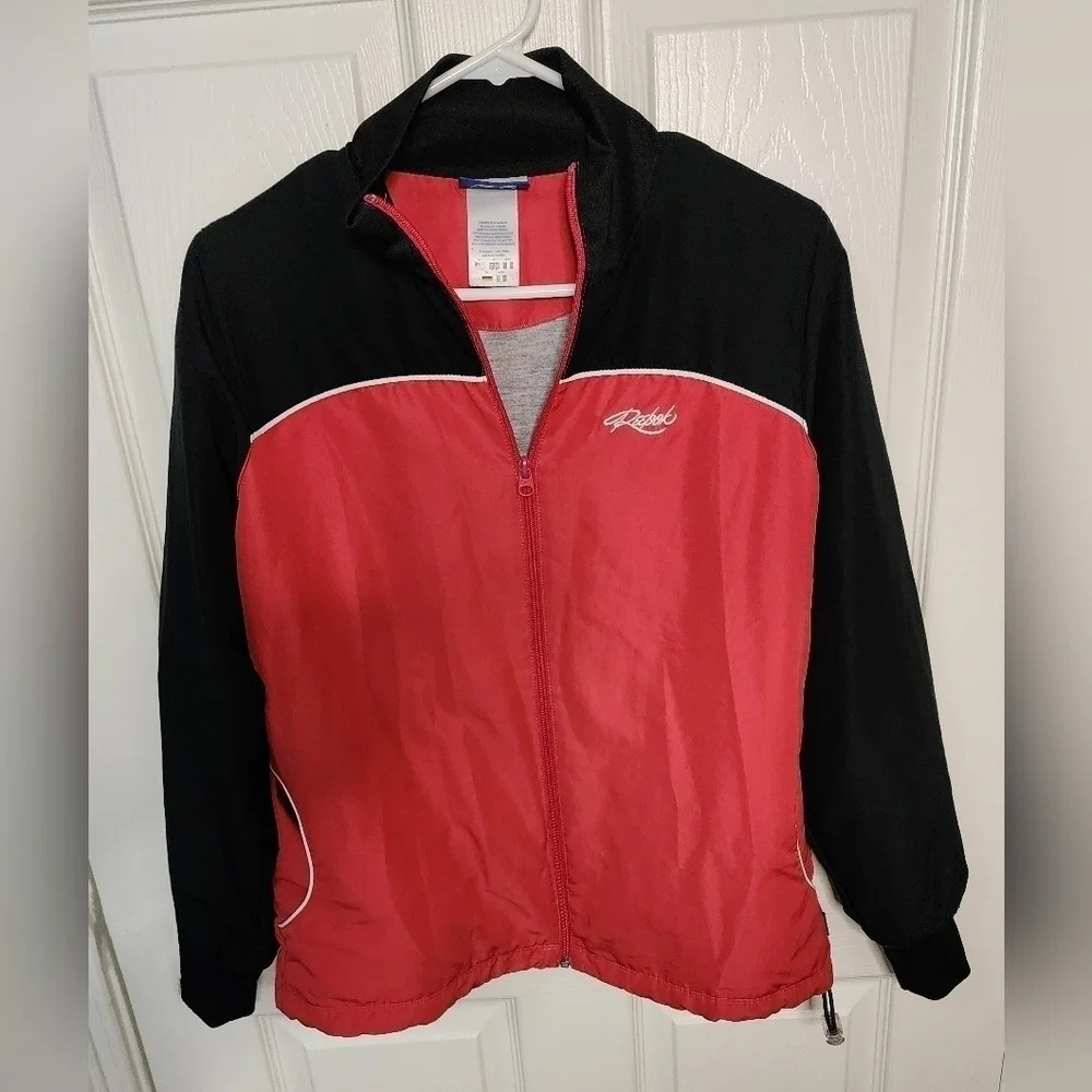 Reebok Windbreaker Jacket Mens Large Red Full Zip Medium